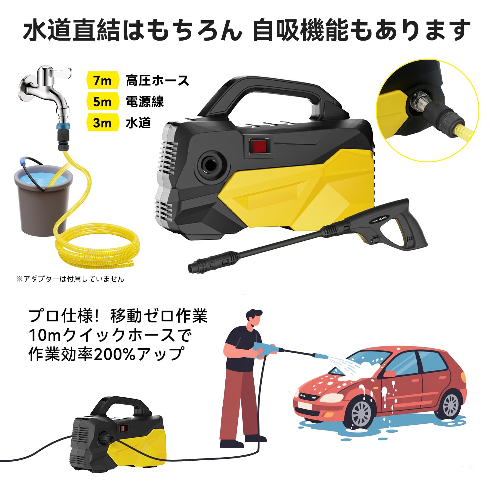 高圧洗浄機【A4用紙サイズ・超軽量2.85kg・2025年新登場】 Amazon | 高圧洗浄機【A4用紙サイズ・超軽量2.85kg・2025年新
